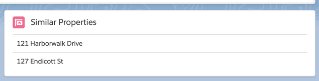 Screenshot: SimilarProperties Lightning Component.