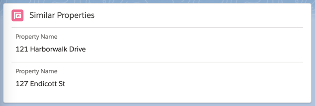Screenshot: Similar Properties using lightning recordViewForm